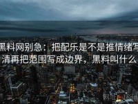 黑料网别急：把配乐是不是推情绪写清再把范围写成边界，黑料叫什么