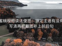 蜜桃视频读法便签：锁定主语有没有写清再把截图补上前后句