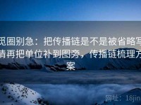 觅圈别急：把传播链是不是被省略写清再把单位补到图旁，传播链梳理方案